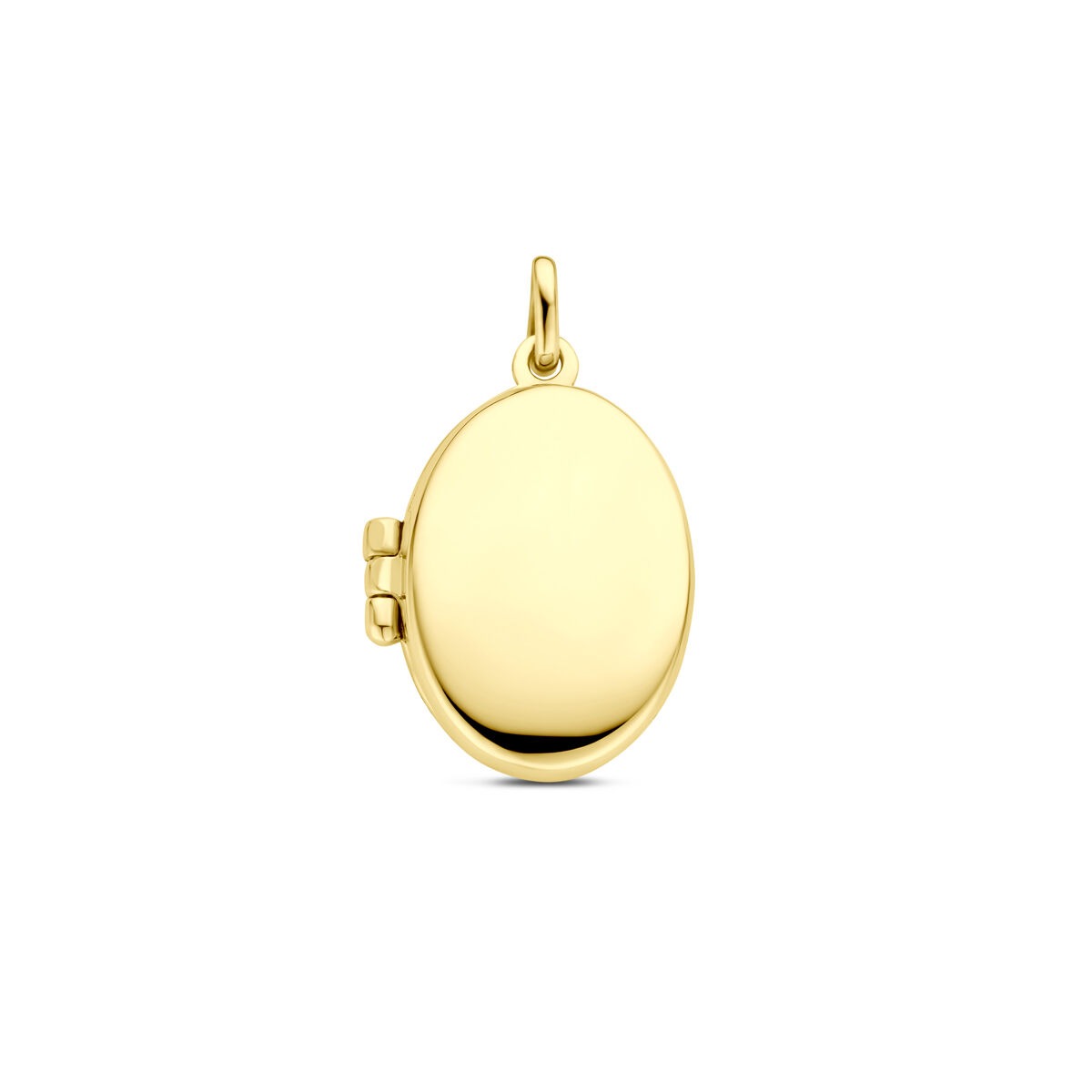 Ovaal gouden medaillon van 14k geelgoud met een gladde, glanzende afwerking.