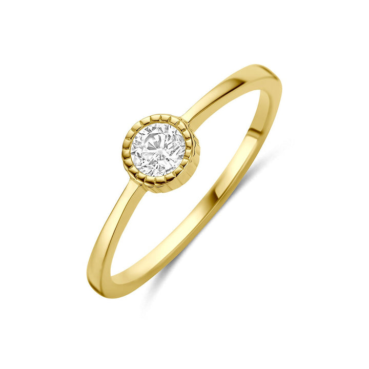 9k Geelgouden ring met zirkonia