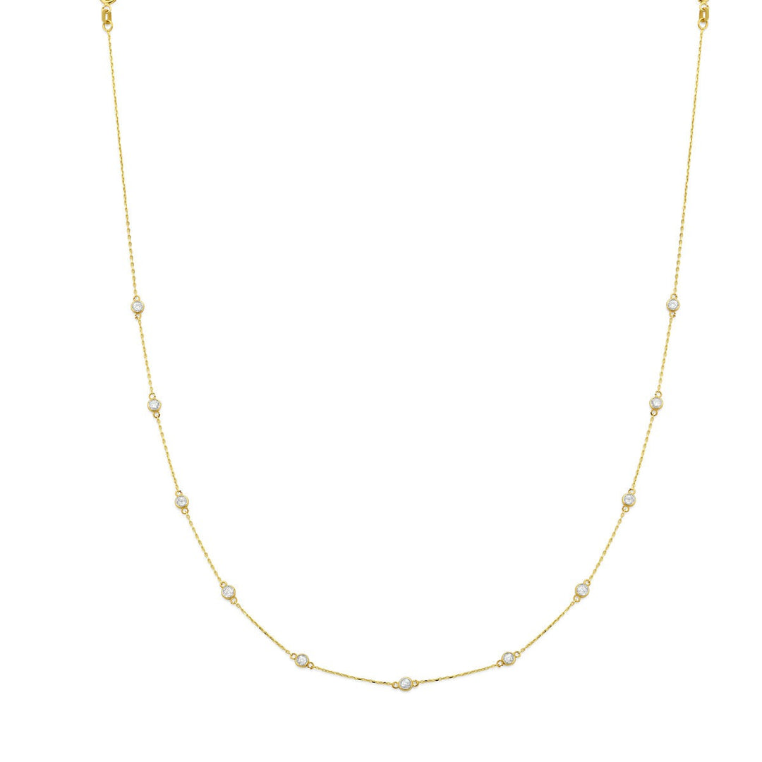 14k geelgouden ketting met zirkonia