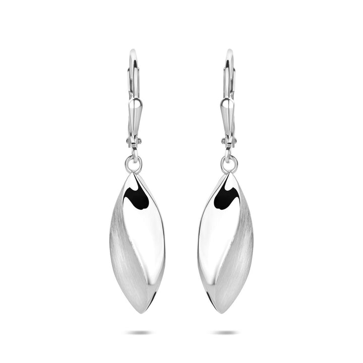 Zilveren oorhangers ovaal – gerhodineerde dames oorbellen met brisure sluiting