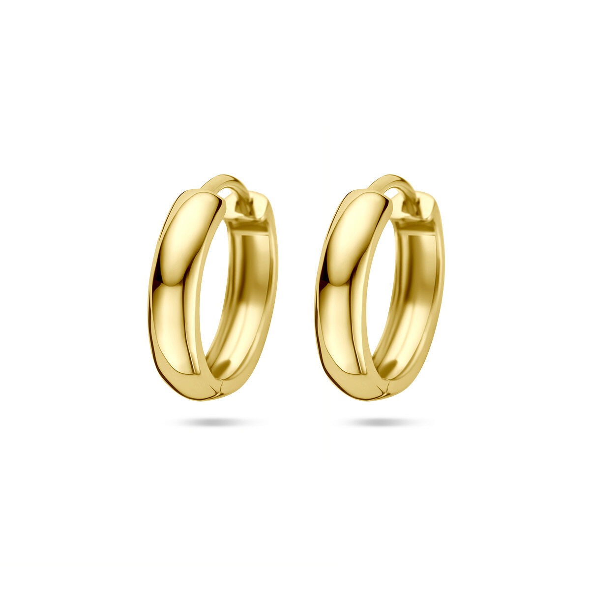 Geelgouden klapoorringen van 9k, 3,5 mm breed met een glanzende afwerking.