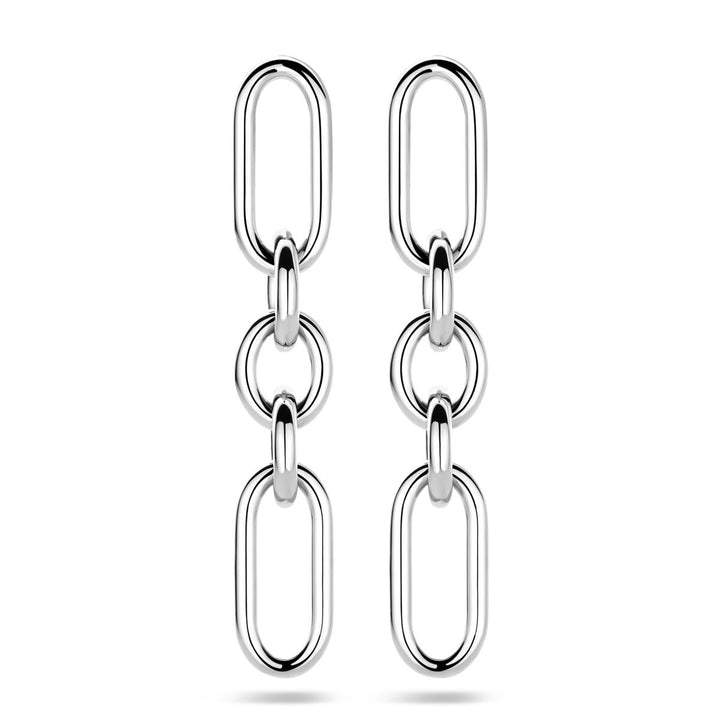 Zilveren oorhangers met schakel – gerhodineerd 925 zilver, 48 mm hoog