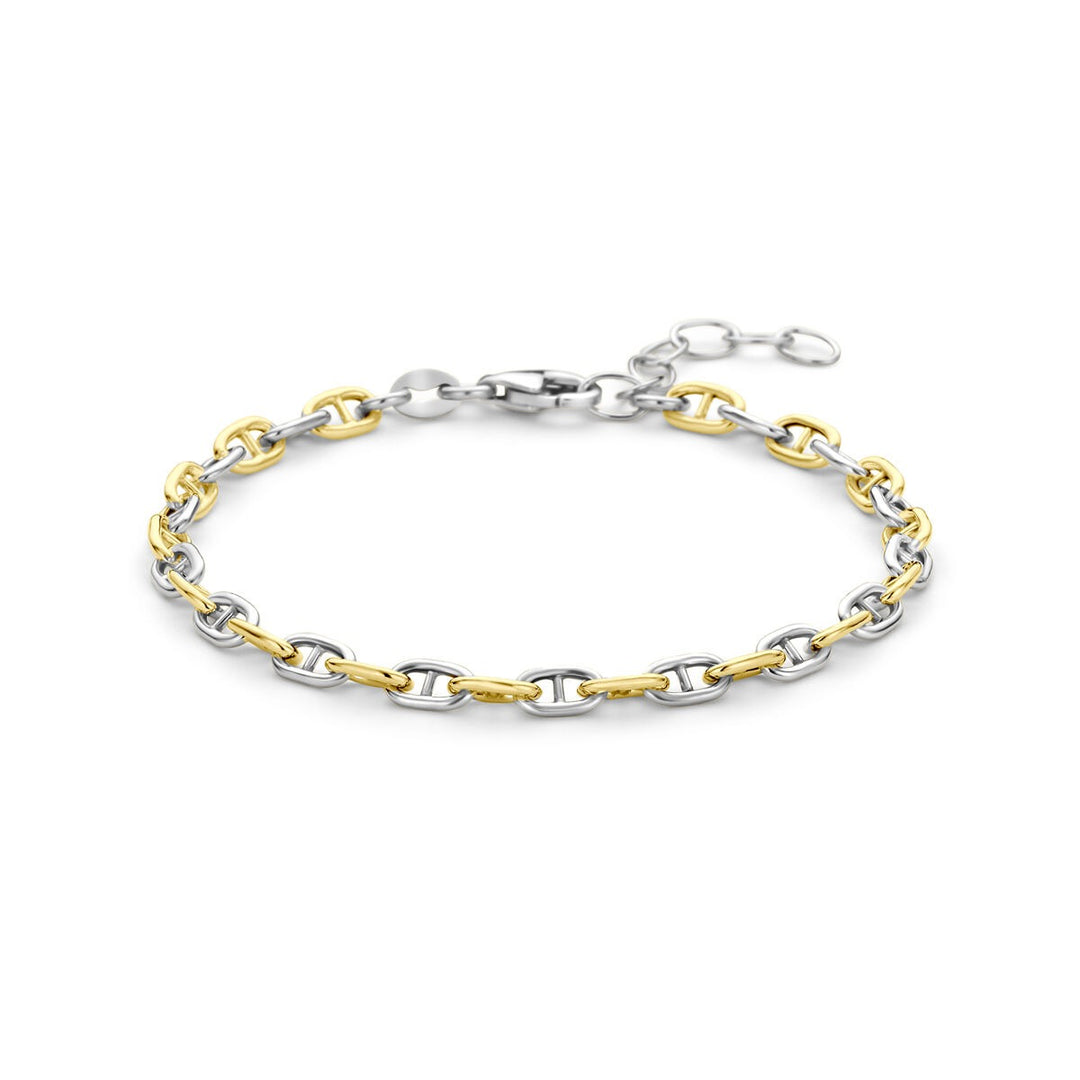 Verguld en gerhodineerd 925 zilveren marine armband