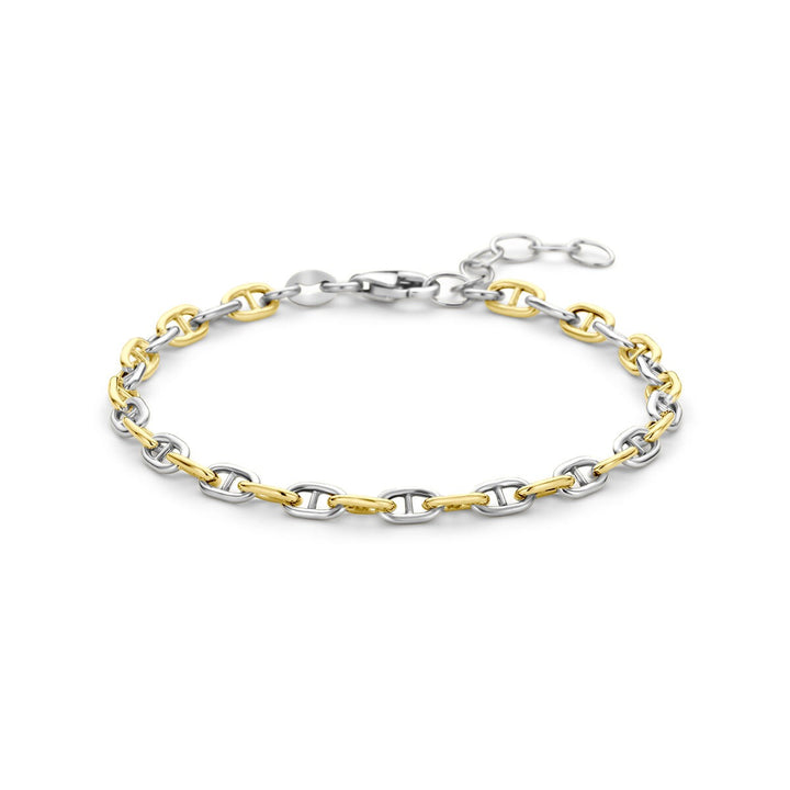 Verguld en gerhodineerd 925 zilveren marine armband