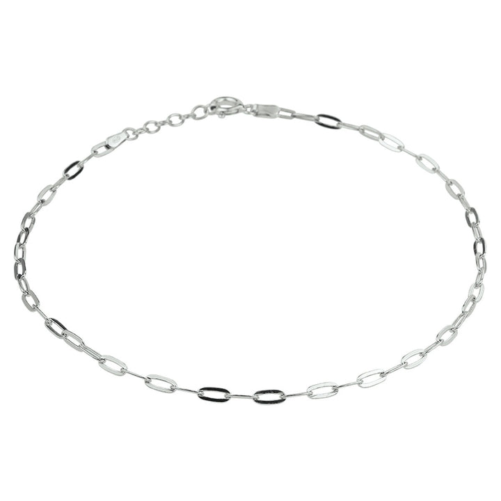 Zilveren enkelbandje met paperclip schakel – gerhodineerd 925 zilver
