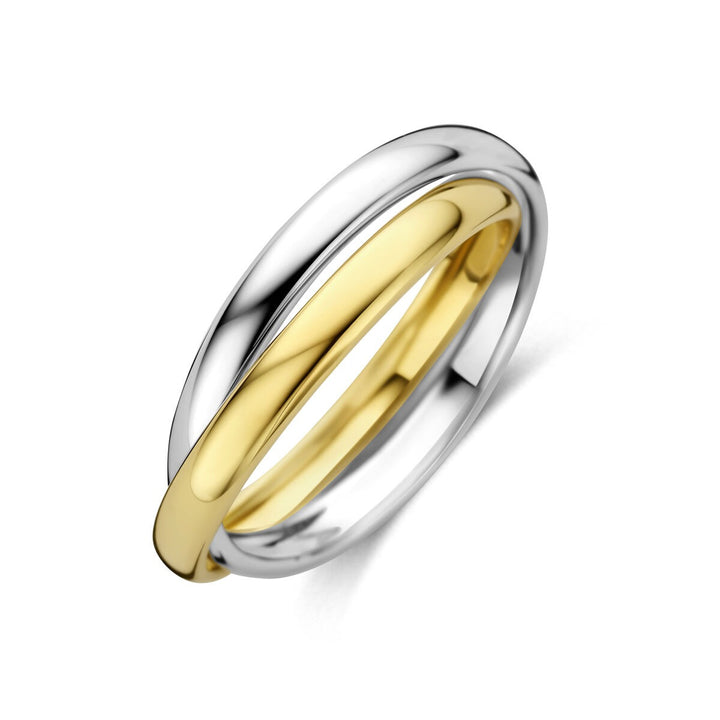14k bicolor damesring – geel- en witgoud, 2.5 mm breed