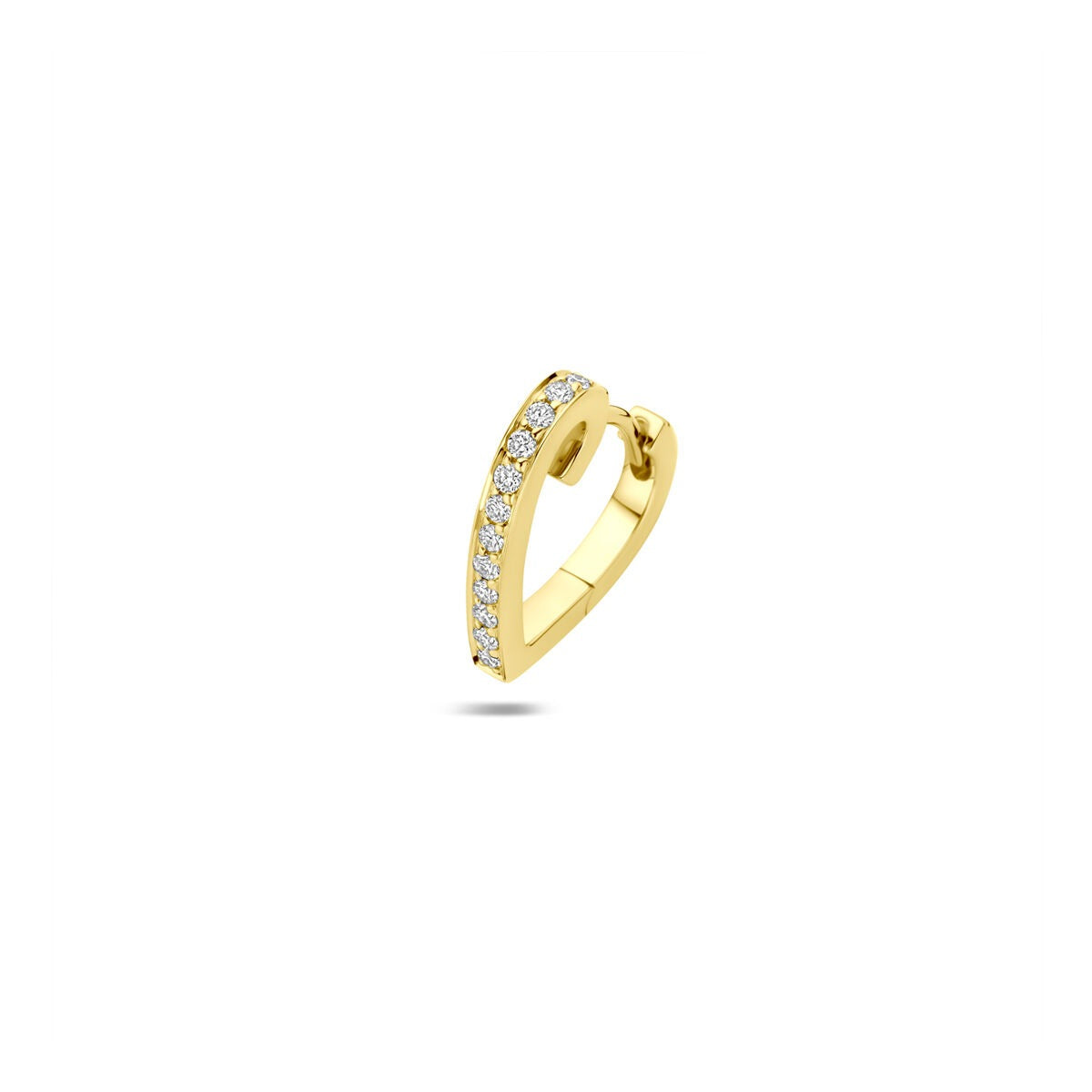 14k Geelgouden klapoorring met hart en diamant