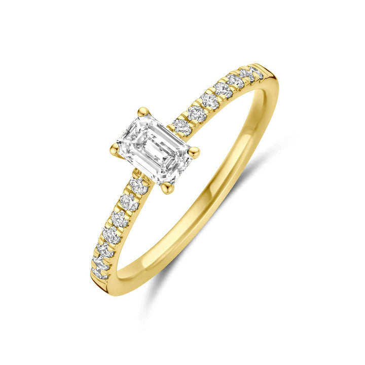 Gouden Ring 14k met Lab Grown Diamant – Emerald Slijpvorm