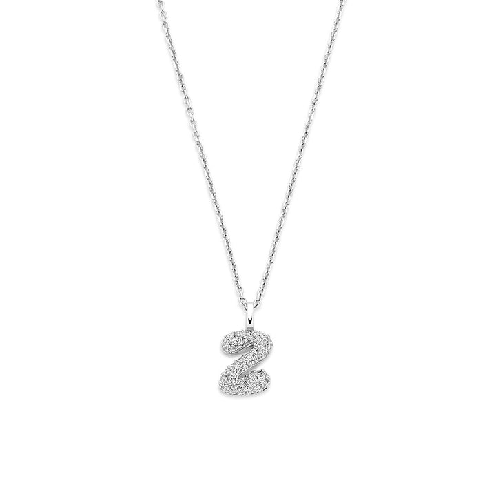 Gerhodineerd 925 zilveren lettercollier met zirkonia