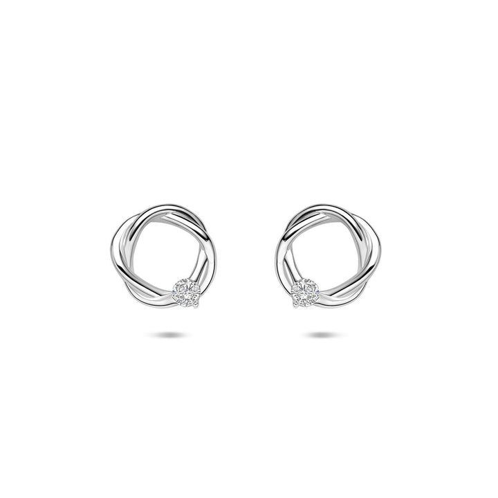 Gerhodineerd 925 zilveren oorknoppen met zirkonia – Ø 10 mm