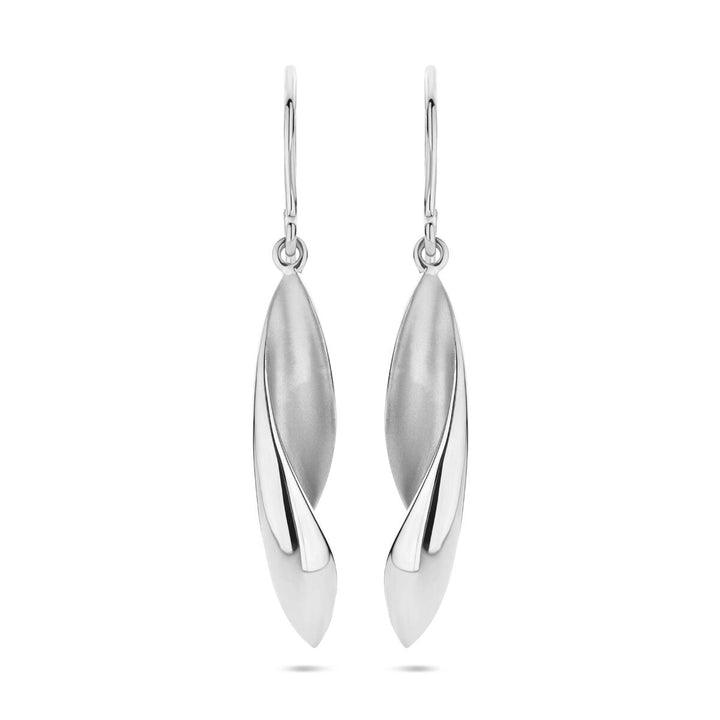 Zilveren oorhangers met Franse haak – gerhodineerd 925 zilver, poli/mat, 45 mm