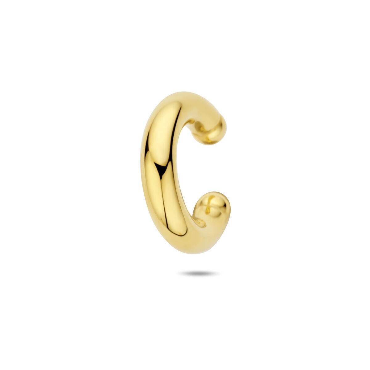 Vergulde 925 zilveren ear cuff met een gladde, ronde afwerking en een open ontwerp.
