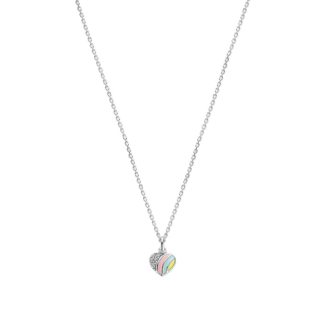 Zilveren kinderketting met hartje, zirkonia en emaille
