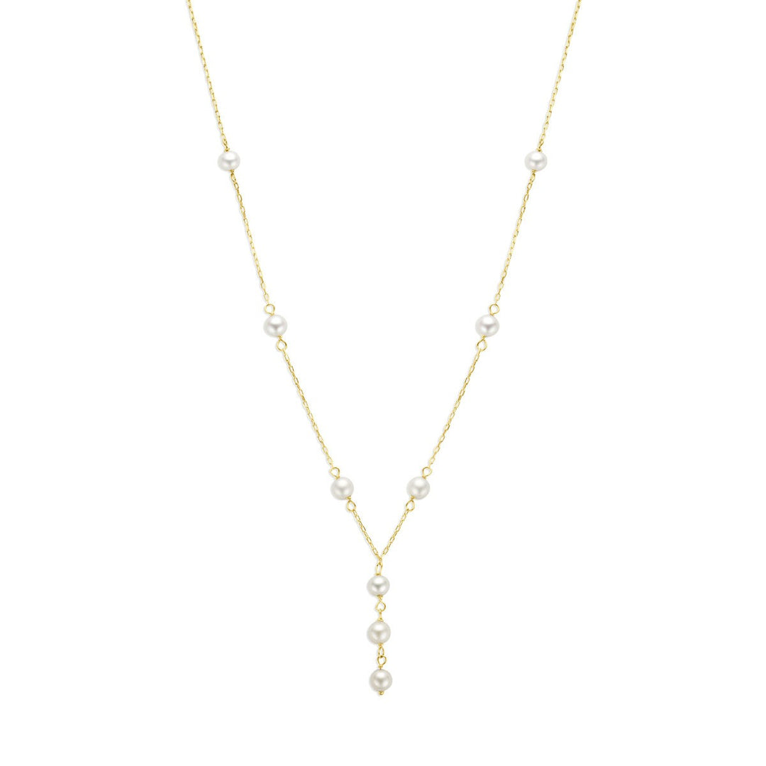 9k geelgouden collier met parel