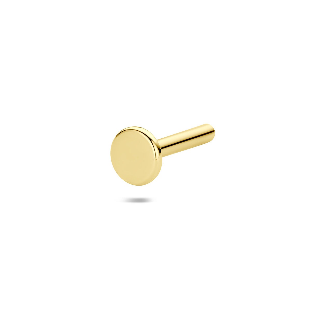 14k geelgouden vervangende stift voor flat back piercings met een ronde, gladde kop.