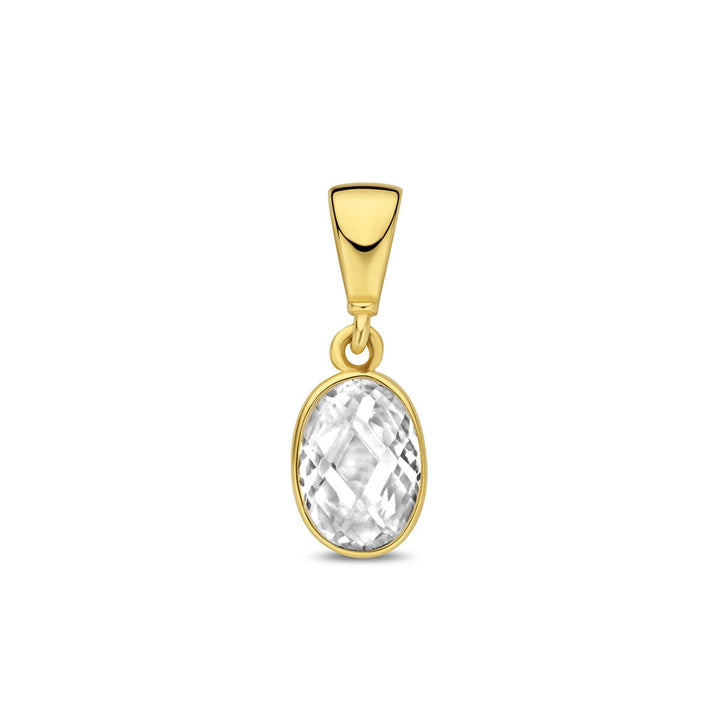 9k Geelgouden hanger met ovale zirkonia