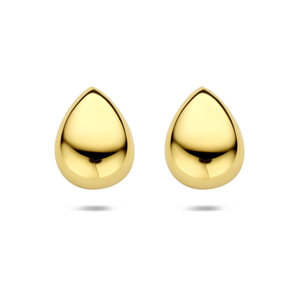 Vergulde zilveren oorknoppen in druppelvorm met een glanzende gouden afwerking.