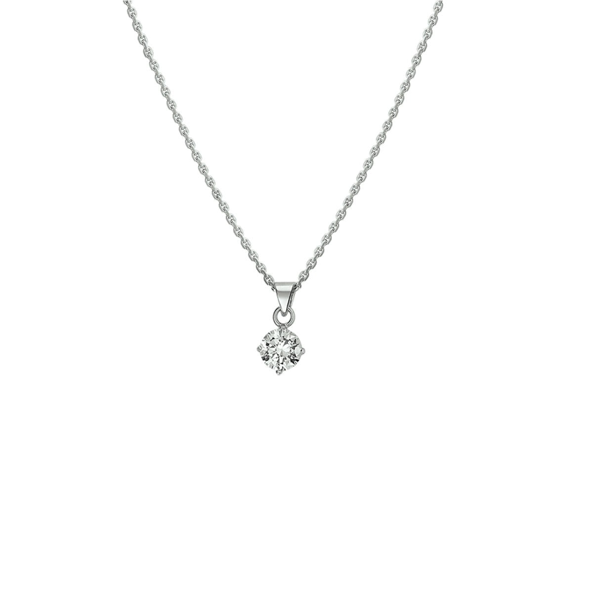Zilveren collier van gerhodineerd 925 zilver met een zirkonia hanger in hartvorm.