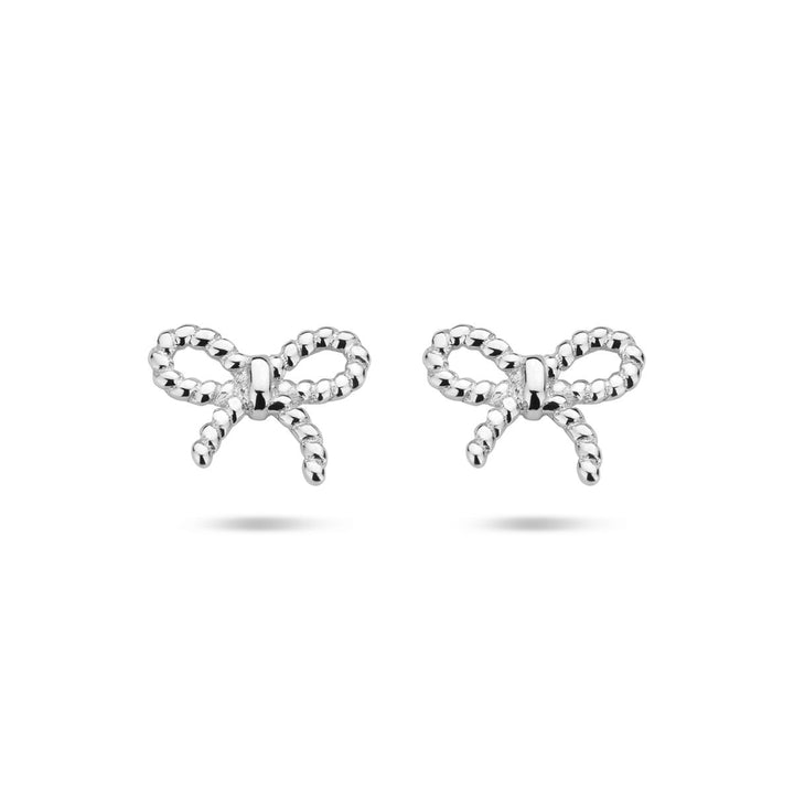 Zilveren oorknoppen strikje – gerhodineerd 925 zilver, 6.5 x 8 mm