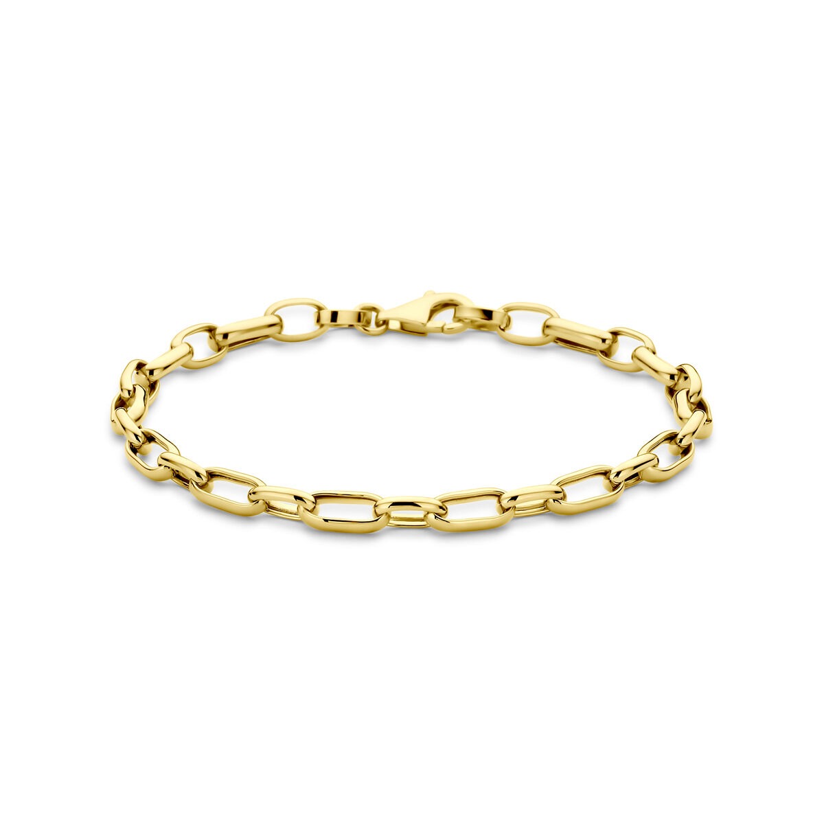 Gouden armband van 14k met anker schakels van 4,8 mm breedte.