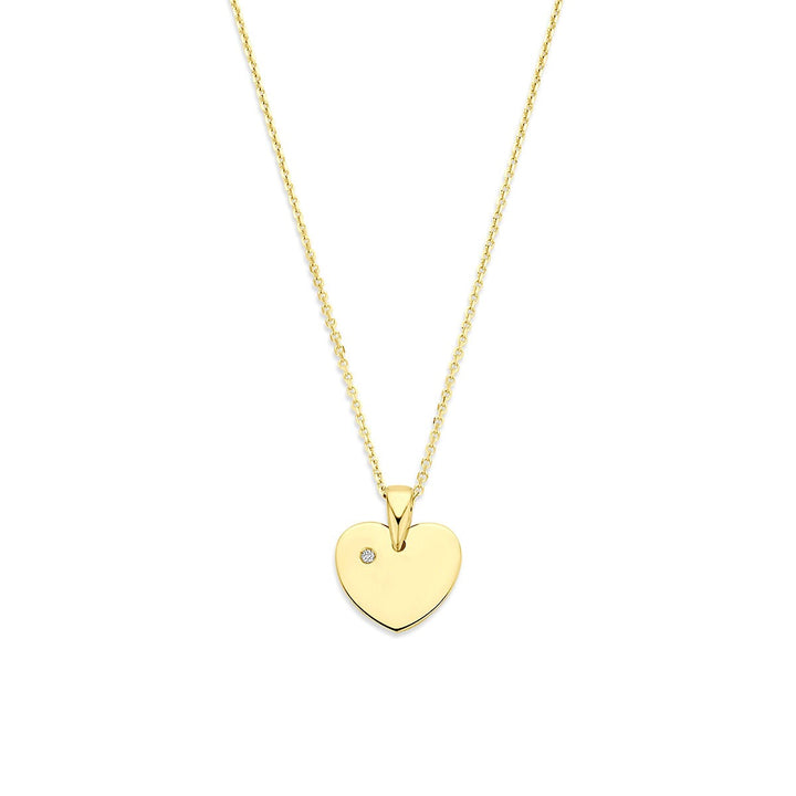 14k Geelgouden ketting met hartje en lab grown diamant