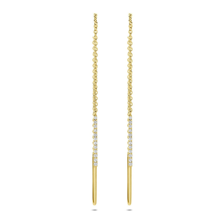 14k Geelgouden doortrekoorbellen met diamant