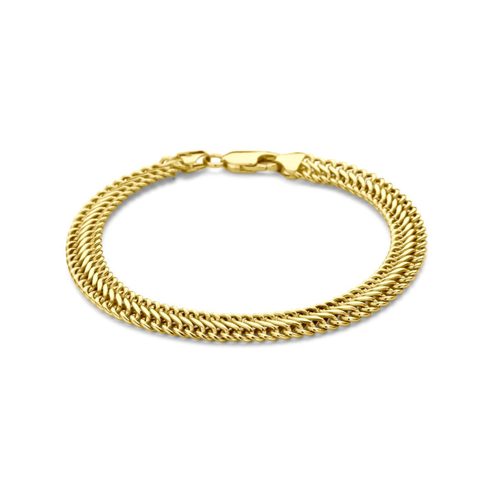 14k Geelgouden armband met zilveren kern dubbel gourmette