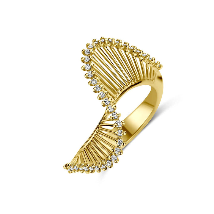 14k Geelgouden ring met diamant