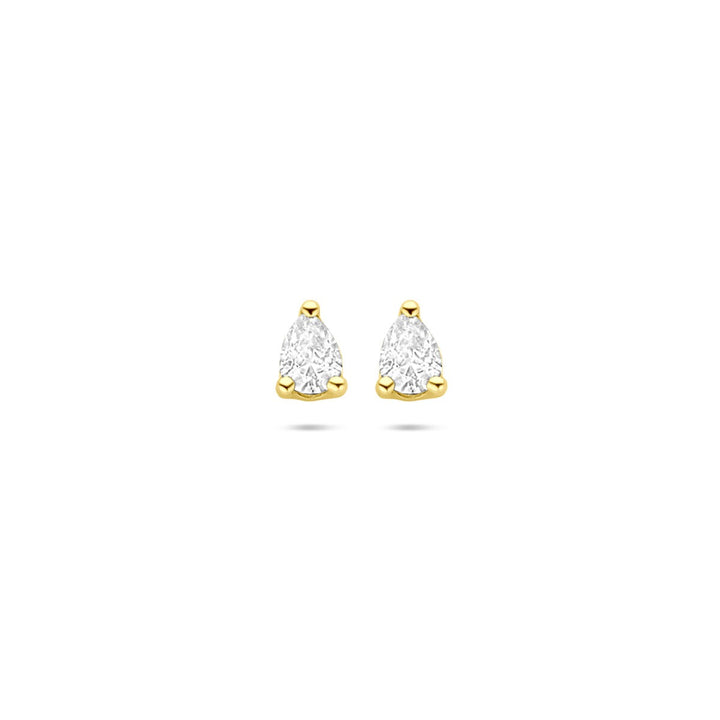 14k gouden oorknoppen met peervormige zirkonia – 5 mm