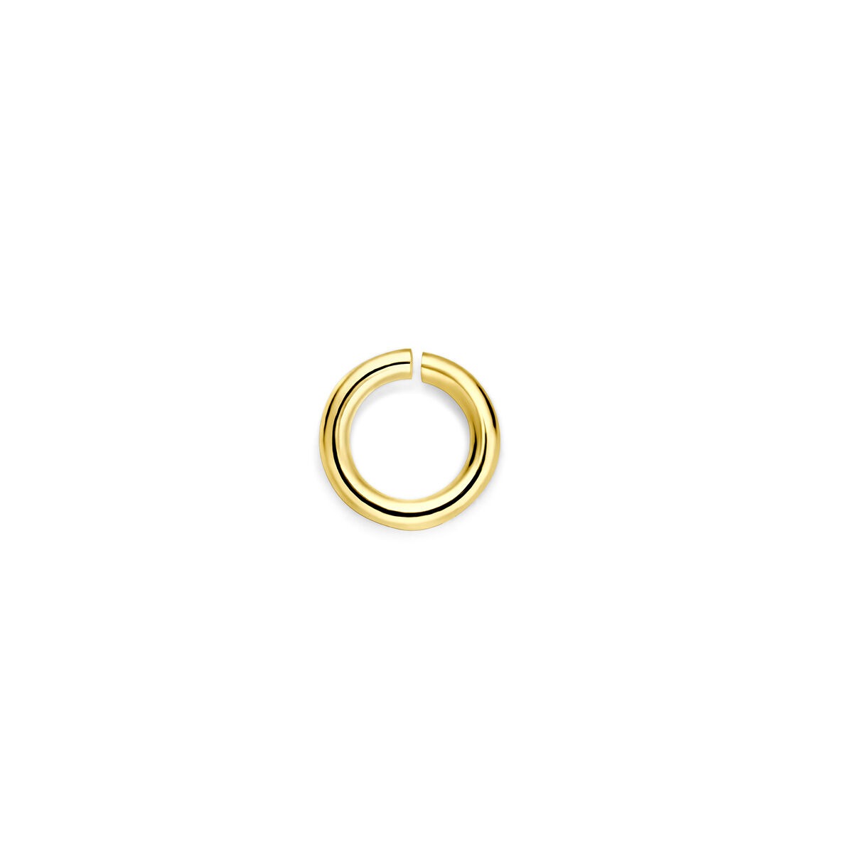Geelgouden tussenoog van 9k, 5 mm in diameter, met een gladde afwerking.
