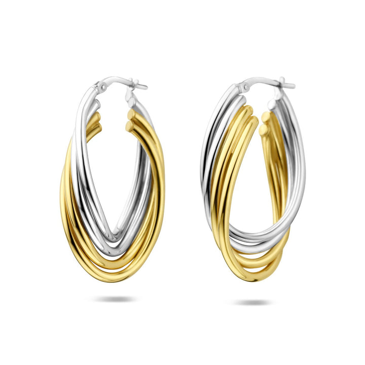 Bicolor verguld en gerhodineerd zilveren ovale oorringen – stijlvolle contrasten