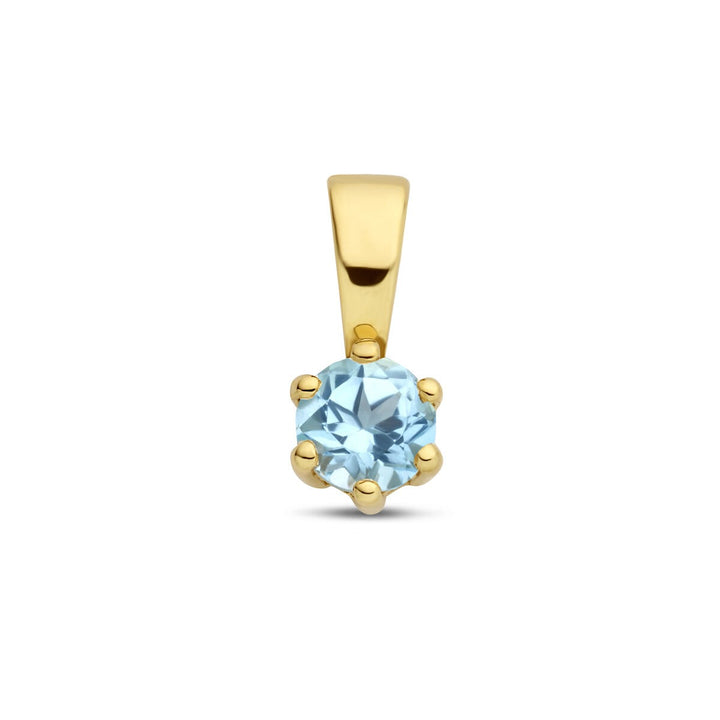 9k geelgouden hanger met blauwe topaas