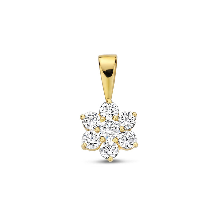 pendant zirconia halo 14K yellow gold