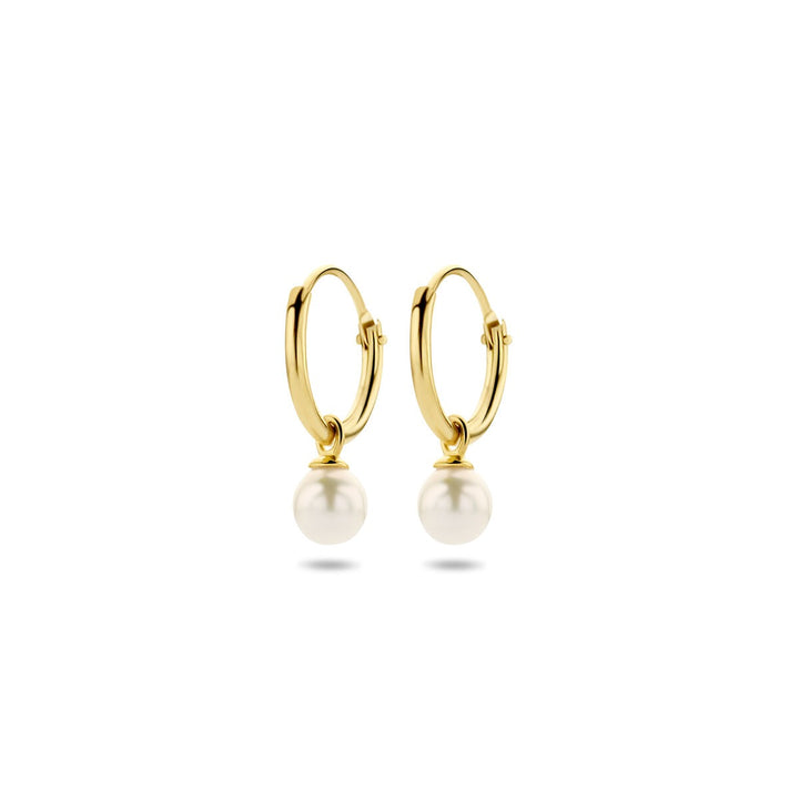 earrings with pendants freshwater pearl 14K yellow gold