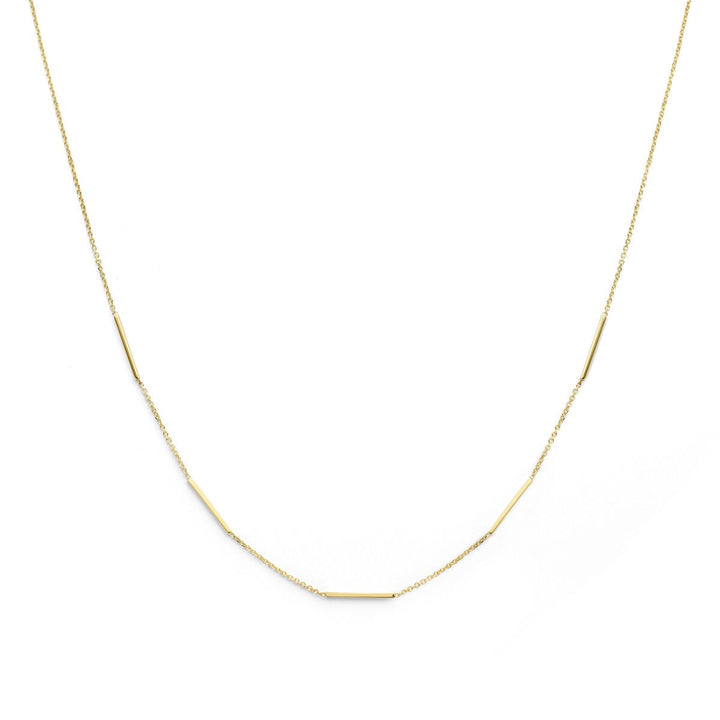 14k Geelgouden collier met buisjes