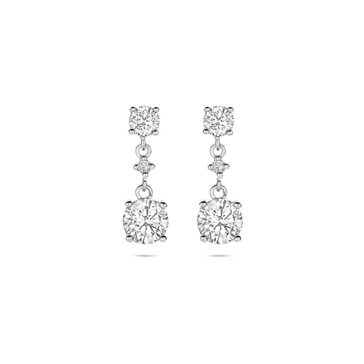 Zilveren oorhangers met zirkonia – Gerhodineerd dames sieraad 18 mm