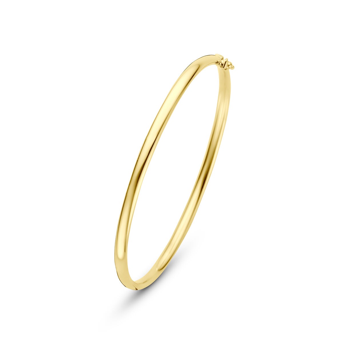 Geelgouden bangle armband met een strakke, ronde vorm en een zilveren kern.