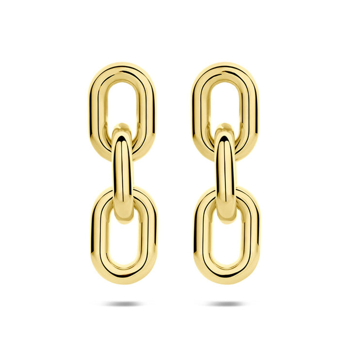 Goudkleurige stalen oorhangers 65mm