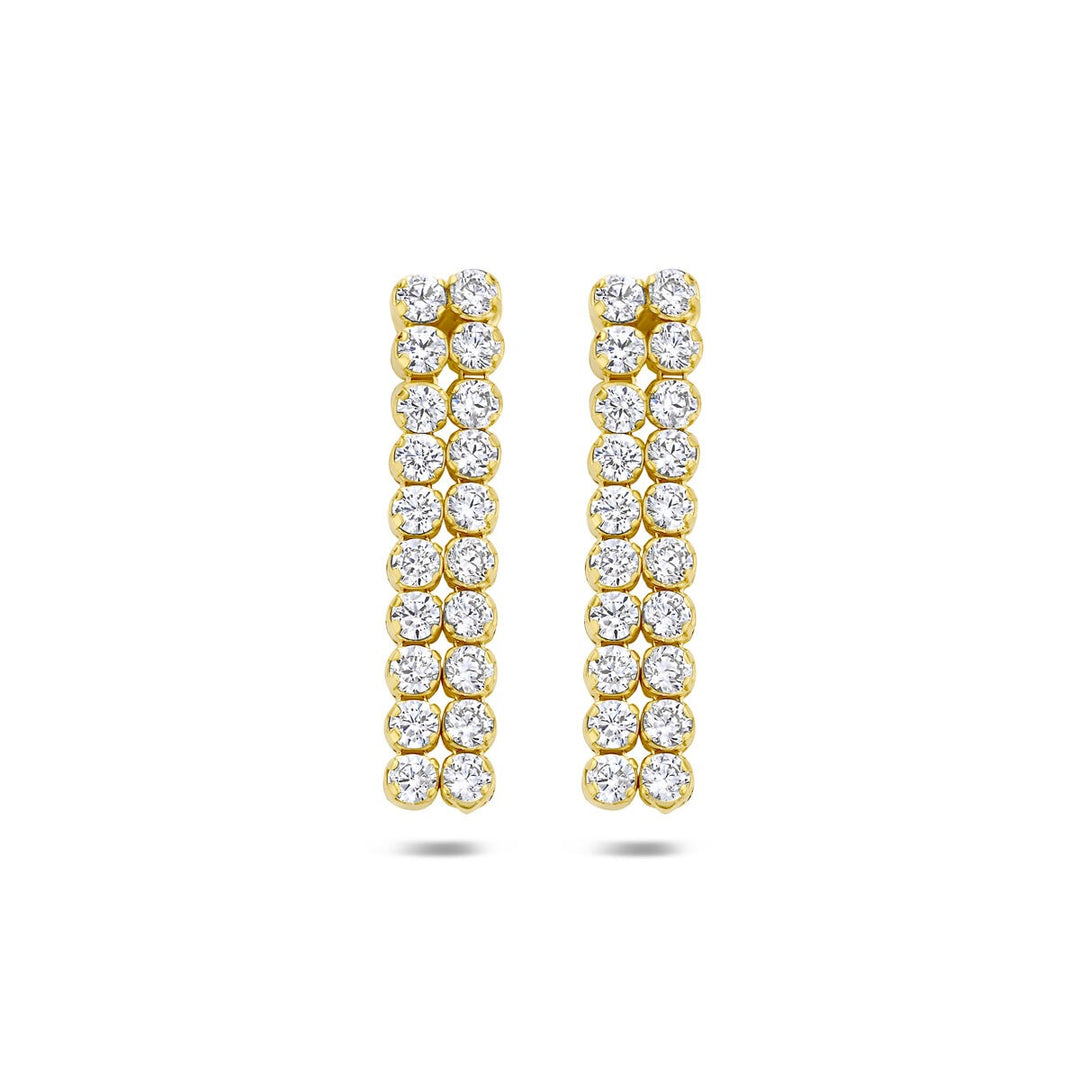 Verguld 925 zilveren oorhangers met zirkonia 24 x 5 mm