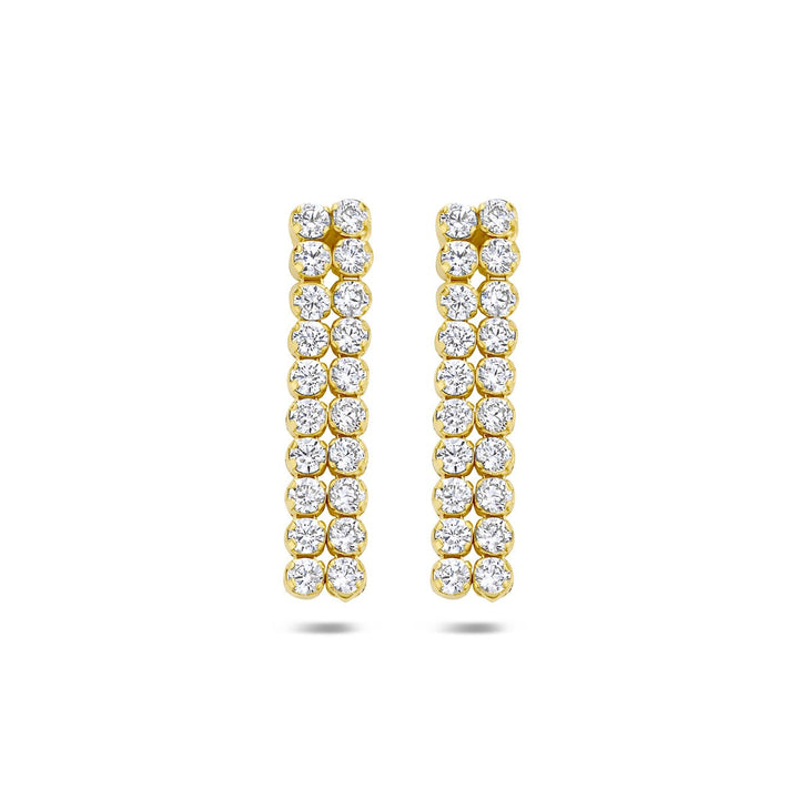 Verguld 925 zilveren oorhangers met zirkonia 24 x 5 mm