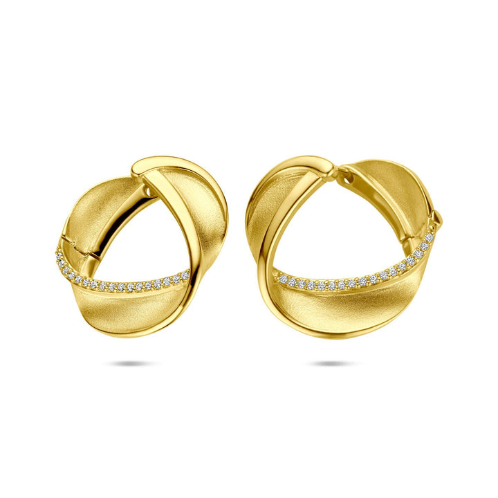 Verguld zilveren klapoorringen met zirkonia – 925 zilver