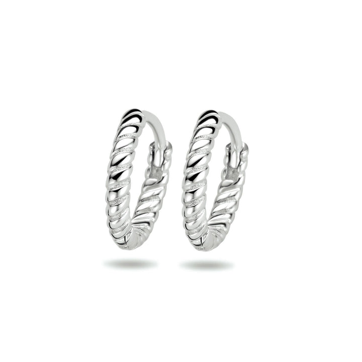 Zilveren klapoorringen dames – gerhodineerd 925 zilver, gedraaid design 11 mm