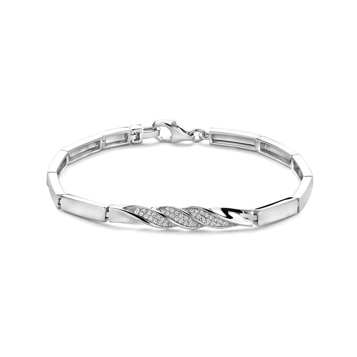 Gerhodineerd 925 zilveren armband met zirkonia