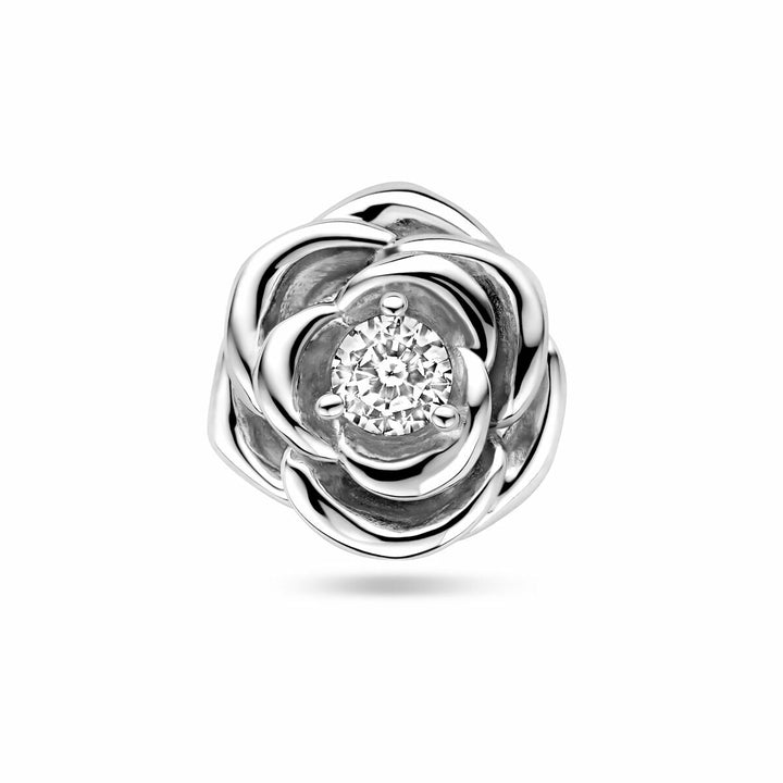 pendant rose zirconia silver rhodium plated