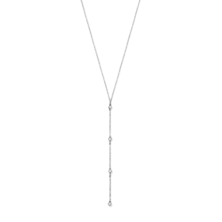 Gerhodineerd zilveren Y-collier met zirkonia