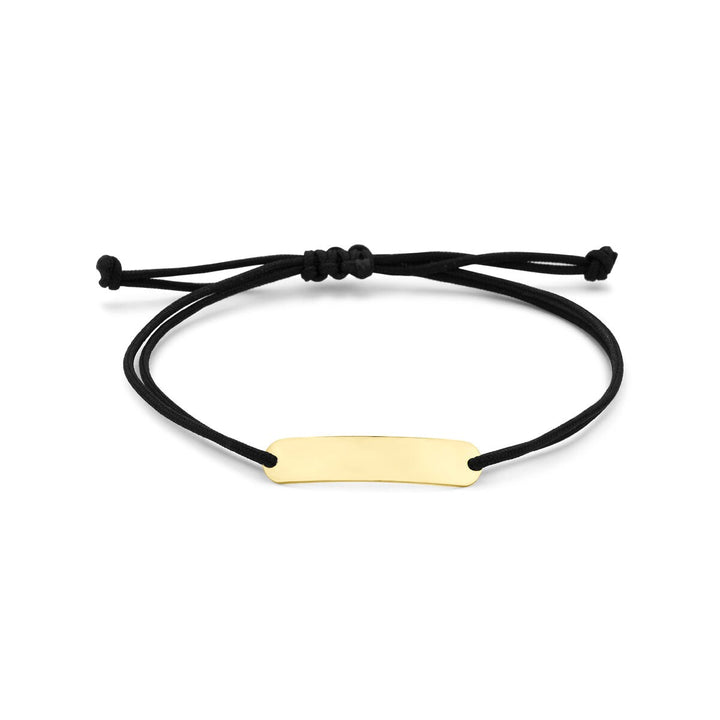 14k Geelgouden graveerarmband met zwart polyester