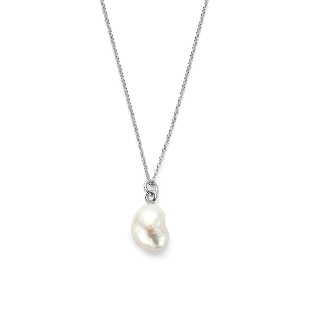 Gerhodineerd 925k zilveren collier met parel