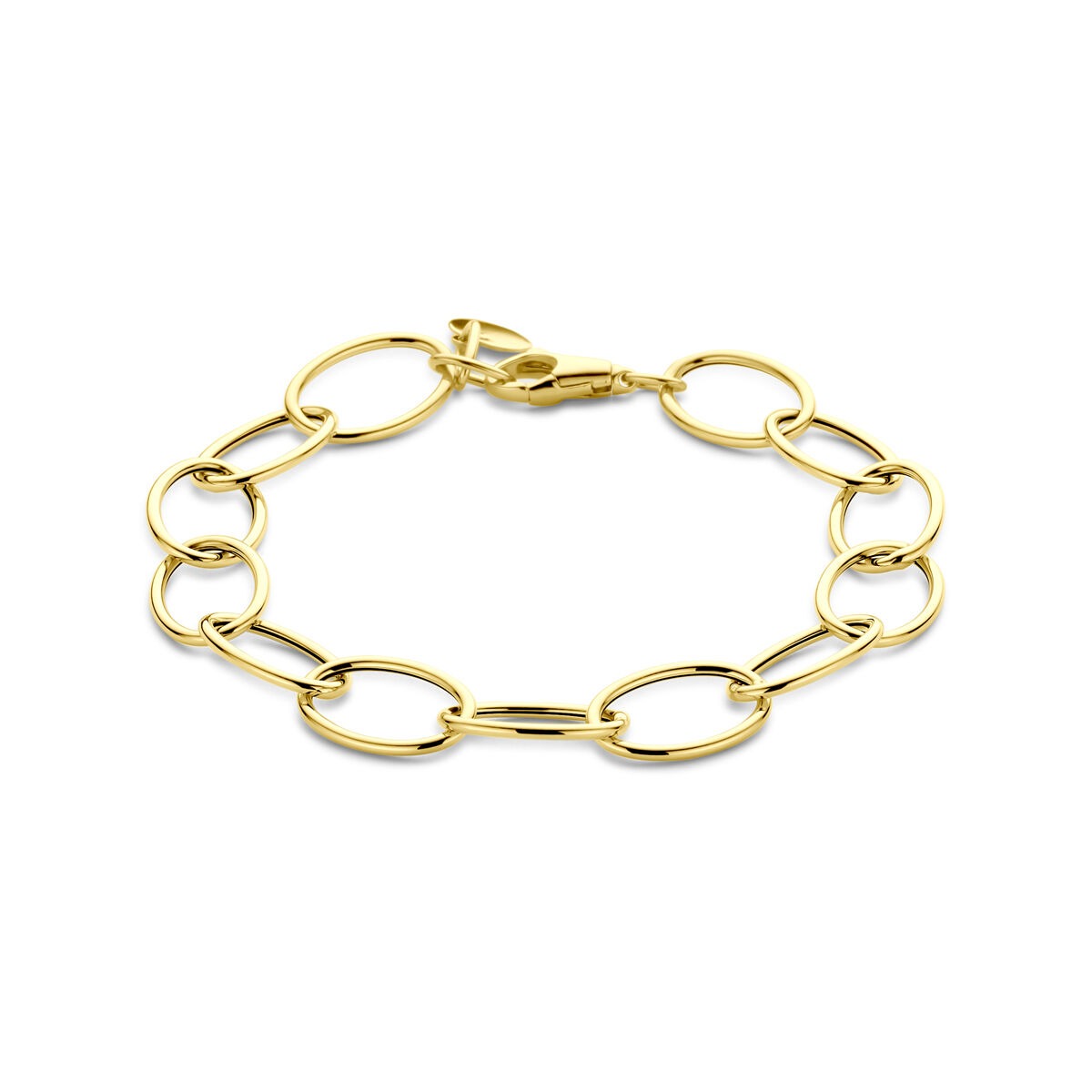 Geelgouden dames armband met draadschakels in een schakelontwerp.