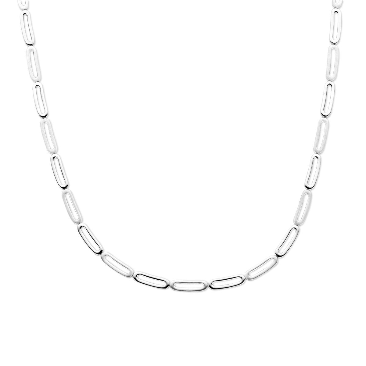Zilveren damesketting van gerhodineerd 925 zilver met een breedte van 5,7 mm en een lengte van 45 cm.