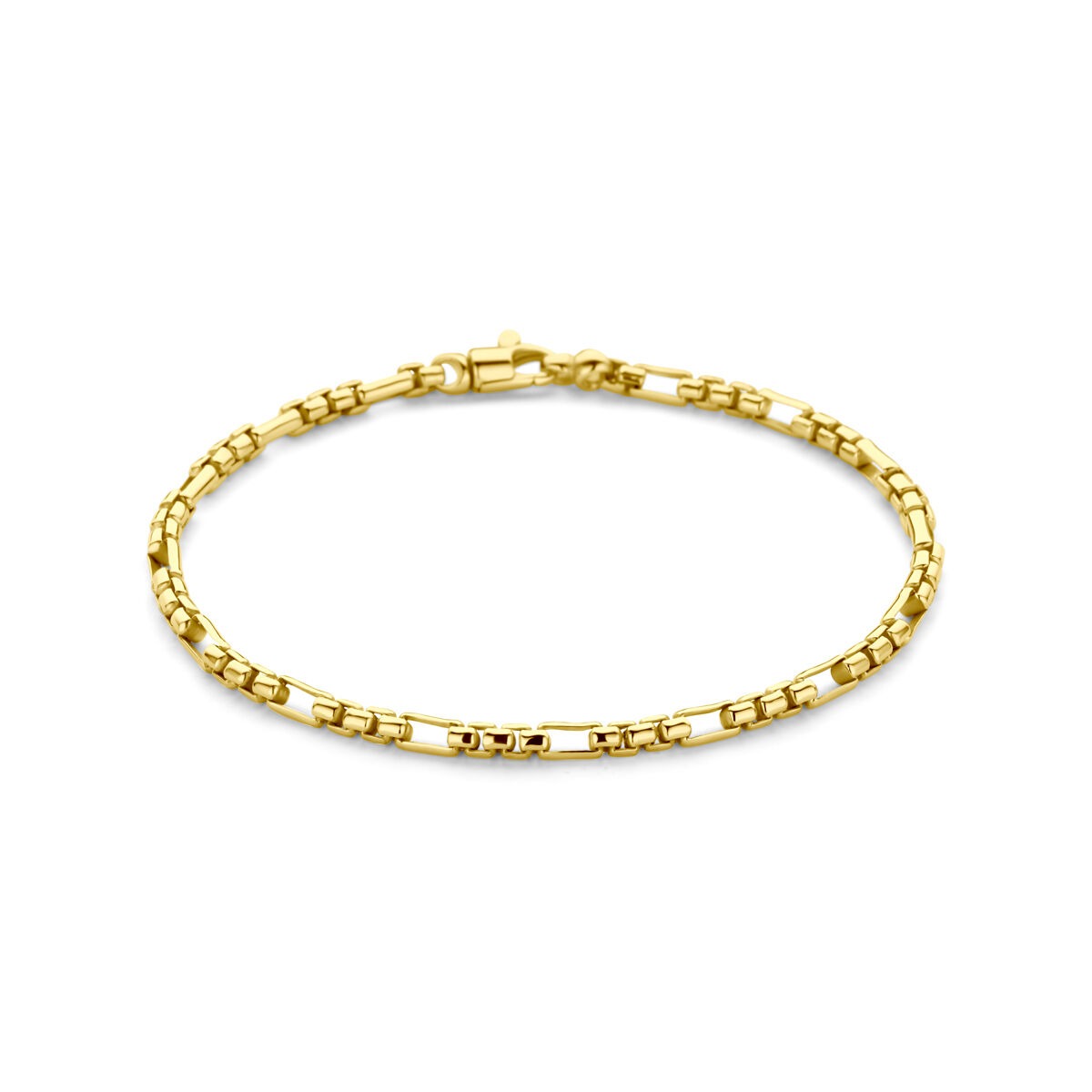 Geelgouden dames armband met een zilveren kern, 3 mm breed, met een schakelontwerp.